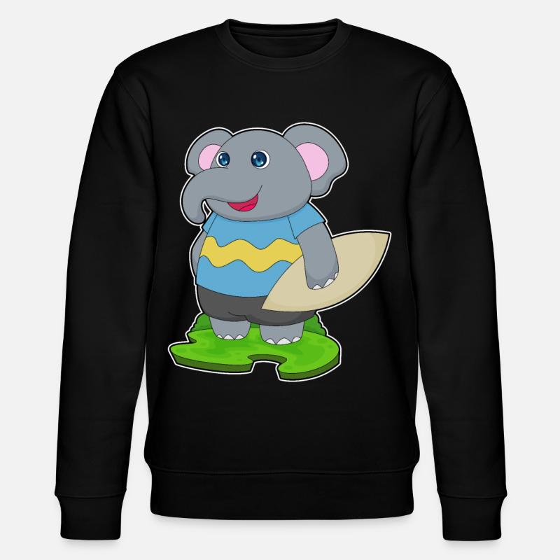 Elefant Surfen Surfbrett Sommer - Stanley/Stella Unisex Bio-Sweatshirt CHANGER  - Schwarz