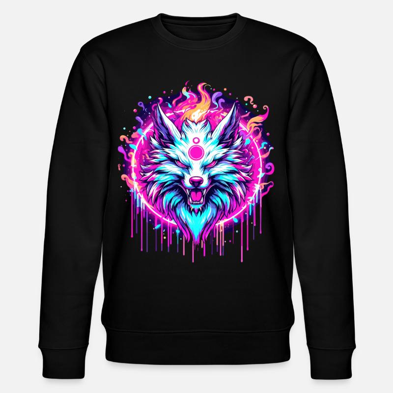 Psychedelischer Fuchs - Stanley/Stella Unisex Bio-Sweatshirt CHANGER  - Schwarz