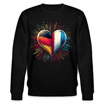 Deutschland liebt Frankreich, Deutsch-Französische Freundschaft - Stanley/Stella Unisex Bio-Sweatshirt CHANGER  - Schwarz - Vorne - Nik (191cm) & Marisol (170cm)