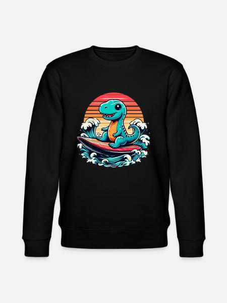 Leuke T-Rex Surfer Surfer Surfer Surfen Gift - Stanley/Stella Uniseks bio-sweatshirt CHANGER  - zwart