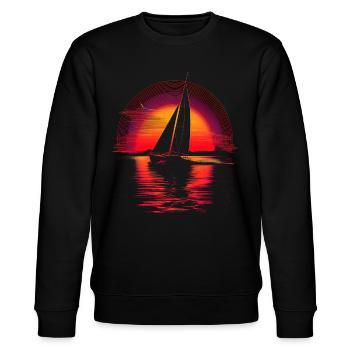 Sailing Retrowave - Stanley/Stella CHANGER Unisex Organic Sweatshirt - black - Front - Nik (191cm) & Marisol (170cm)