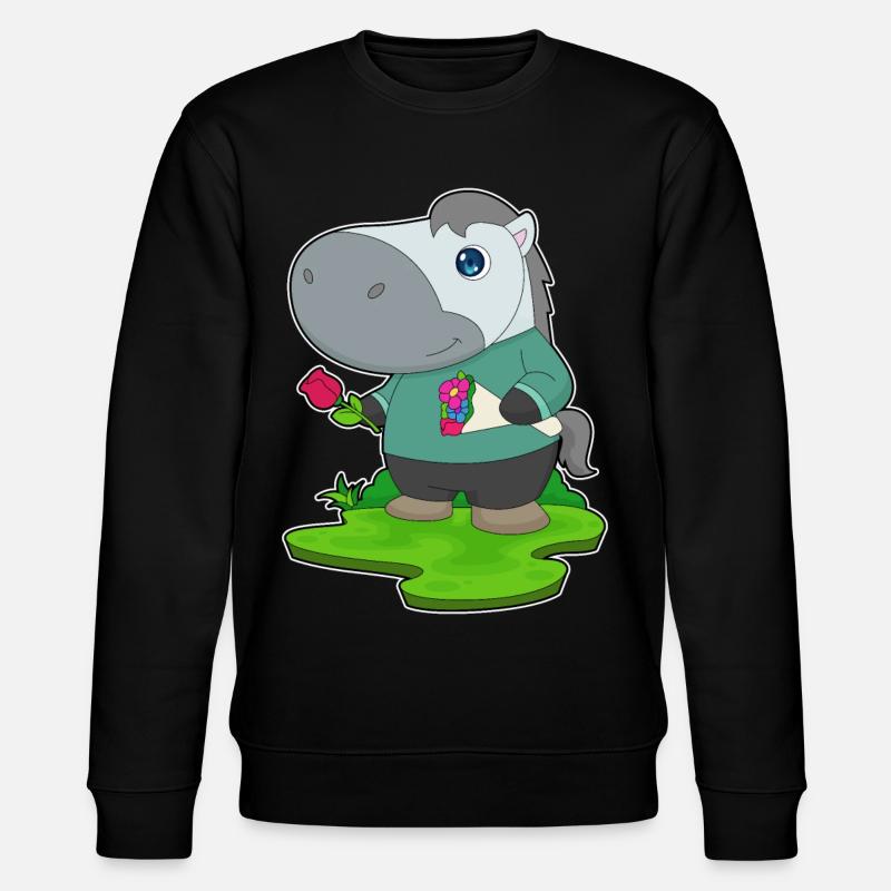 Pferd Blumenstrauß - Stanley/Stella Unisex Bio-Sweatshirt CHANGER  - Schwarz