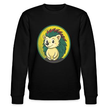 Igel Niedlich Kawaii Cartoon Clipart Haustier Tier - Stanley/Stella Unisex Bio-Sweatshirt CHANGER  - Schwarz - Vorne - Nik (191cm) & Marisol (170cm)