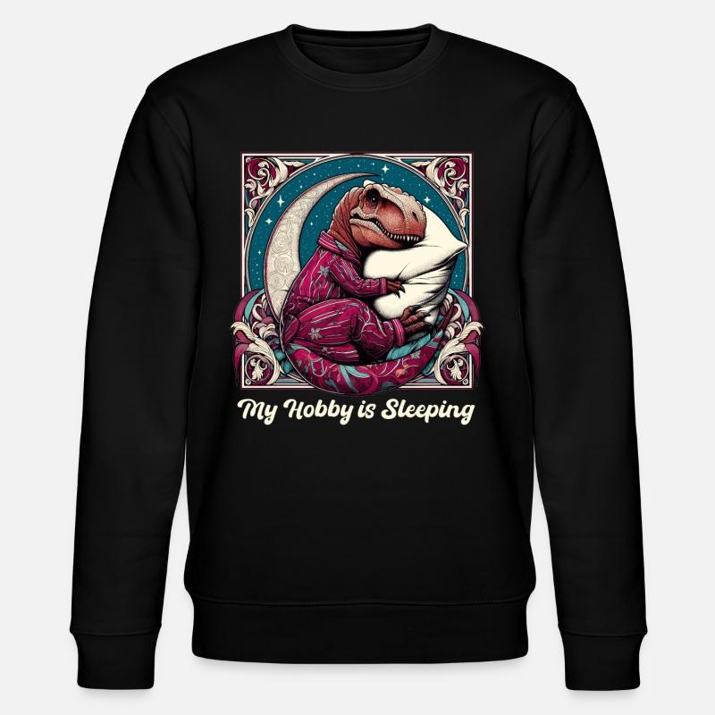 T-Rex Sleeping Hobby Gift - Stanley/Stella CHANGER Unisex Organic Sweatshirt - black