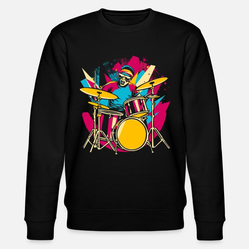 Drummer Synthwave - Stanley/Stella CHANGER Unisex Organic Sweatshirt - black