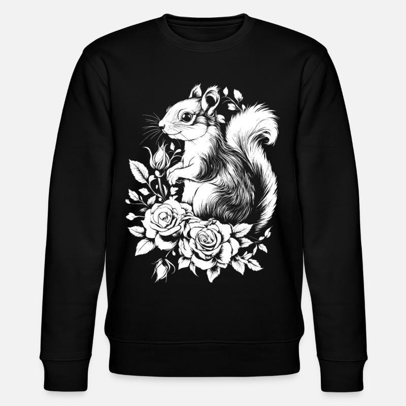 Eichhörnchen Ästhetik Rose Blumen Hörnchen - Stanley/Stella Unisex Bio-Sweatshirt CHANGER - Schwarz