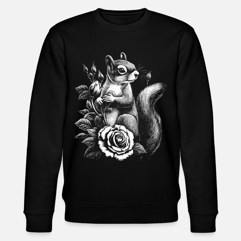 Eichhörnchen Rose Blumen Ästhetik Hörnchen - Stanley/Stella Unisex Bio-Sweatshirt CHANGER - Schwarz