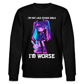 Not Like Other Girls Goth Girl Bunny Grunge Kawaii - Stanley/Stella Unisex Bio-Sweatshirt CHANGER  - Schwarz - Vorne - Nik (191cm) & Marisol (170cm)