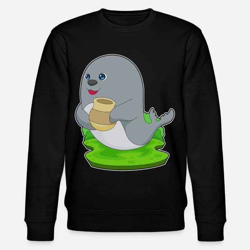 Seehund Vase - Stanley/Stella Unisex Bio-Sweatshirt CHANGER - Schwarz