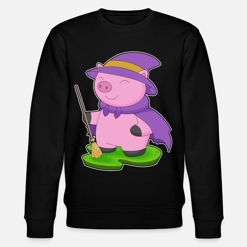 Pig Halloween Witch - Stanley/Stella CHANGER Unisex Organic Sweatshirt - black
