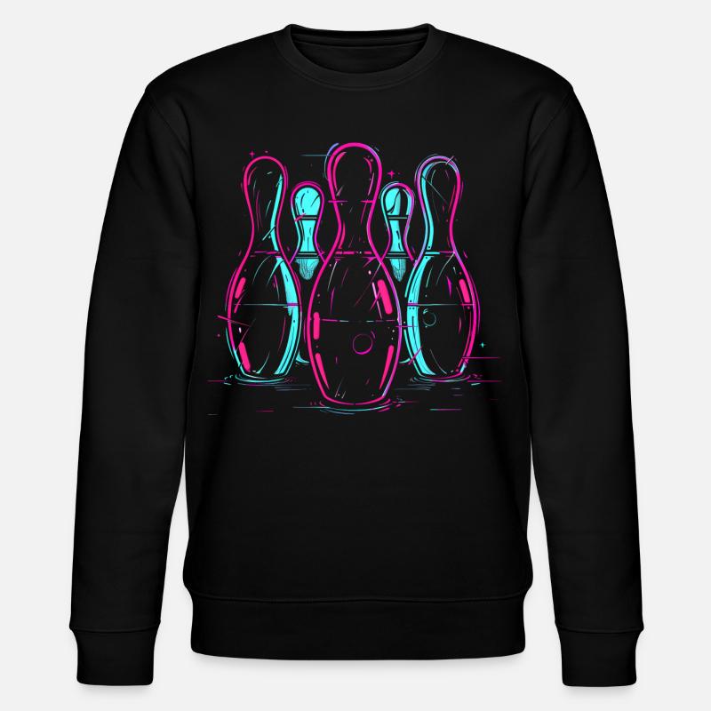 Retro Bowling Synthwave - Stanley/Stella CHANGER Unisex Organic Sweatshirt - black