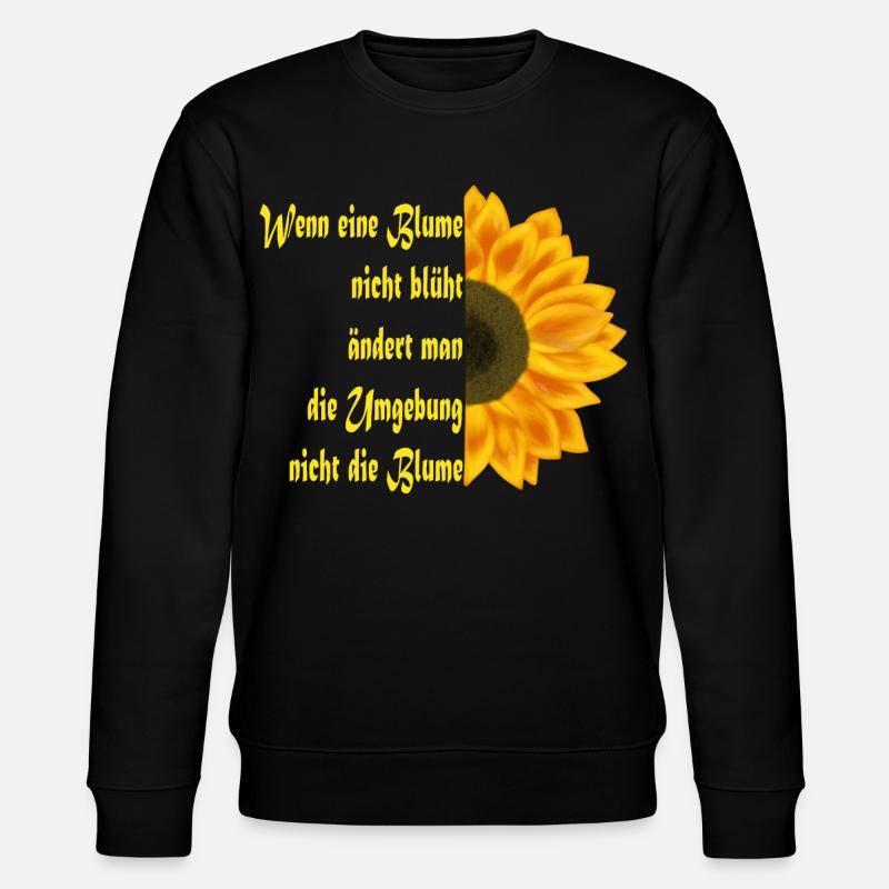 Sonnenblume trifft Textkunst - Stanley/Stella Unisex Bio-Sweatshirt CHANGER  - Schwarz