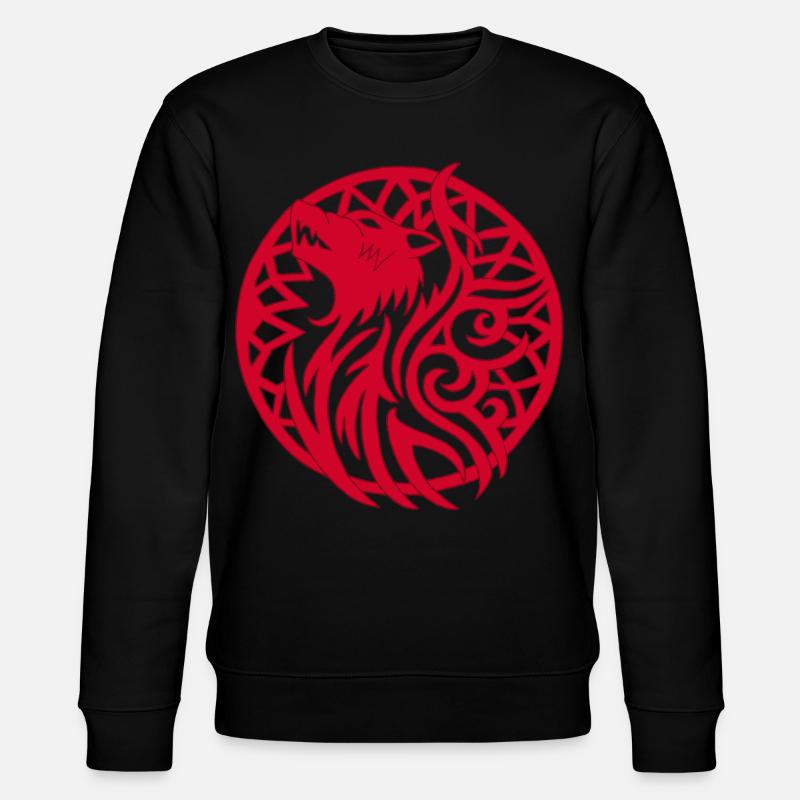 Roter Wolf und Glücksbringer - Stanley/Stella Unisex Bio-Sweatshirt CHANGER  - Schwarz