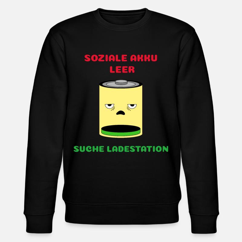 Soziale Akku Leer, Suche Ladestation - Stanley/Stella Unisex Bio-Sweatshirt CHANGER - Schwarz