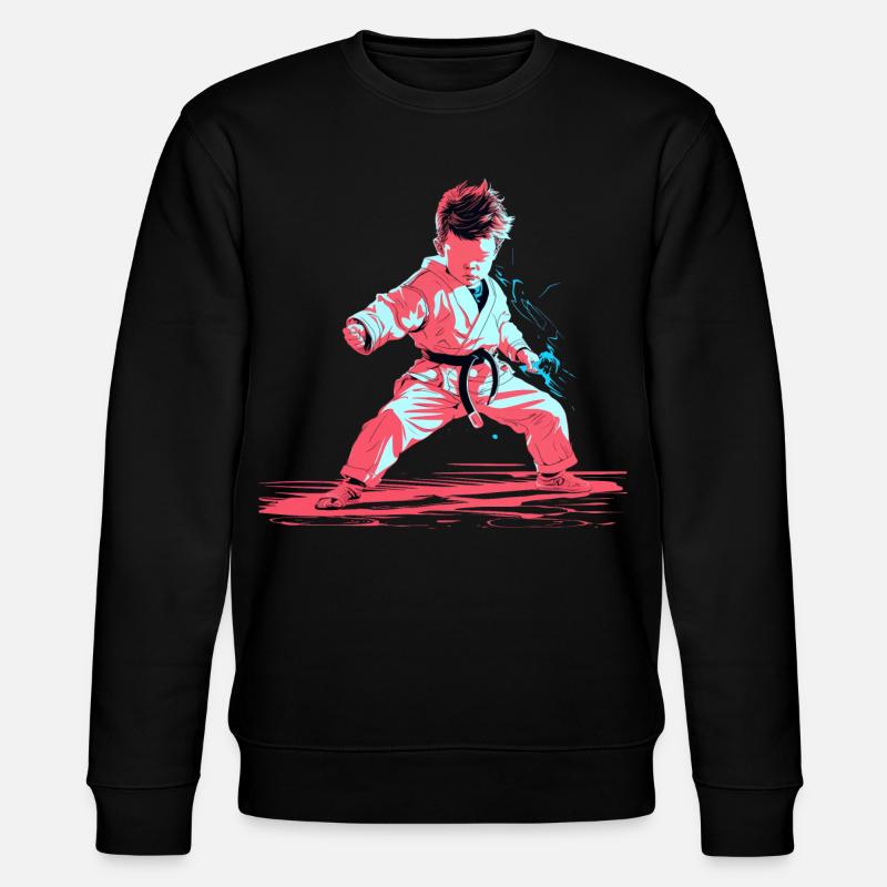 Karate Junge Synthwave - Stanley/Stella Unisex Bio-Sweatshirt CHANGER  - Schwarz