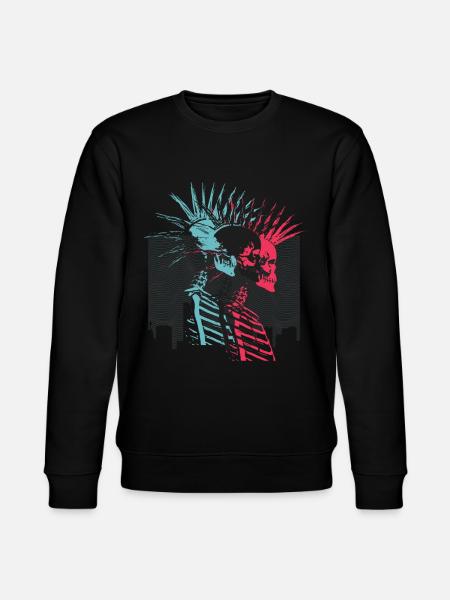 Neon Punk Rock Skulls City Skyline - Stanley/Stella CHANGER Unisex Organic Sweatshirt - black