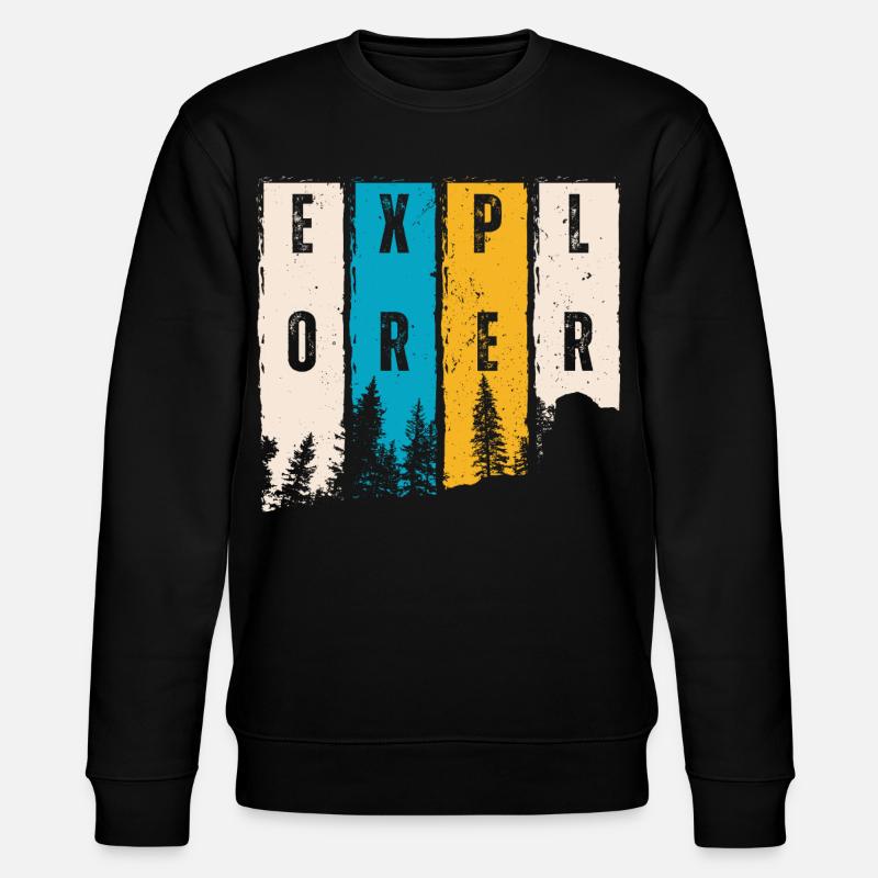 Entdecker Wald Bäume Silhouette - Stanley/Stella Unisex Bio-Sweatshirt CHANGER  - Schwarz