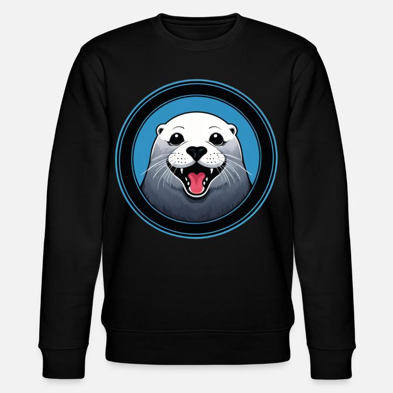 Fröhliche Robbe - Stanley/Stella Unisex Bio-Sweatshirt CHANGER  - Schwarz