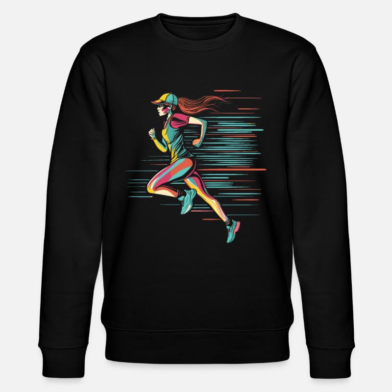 Läuferin Comic Look - Stanley/Stella Unisex Bio-Sweatshirt CHANGER  - Schwarz