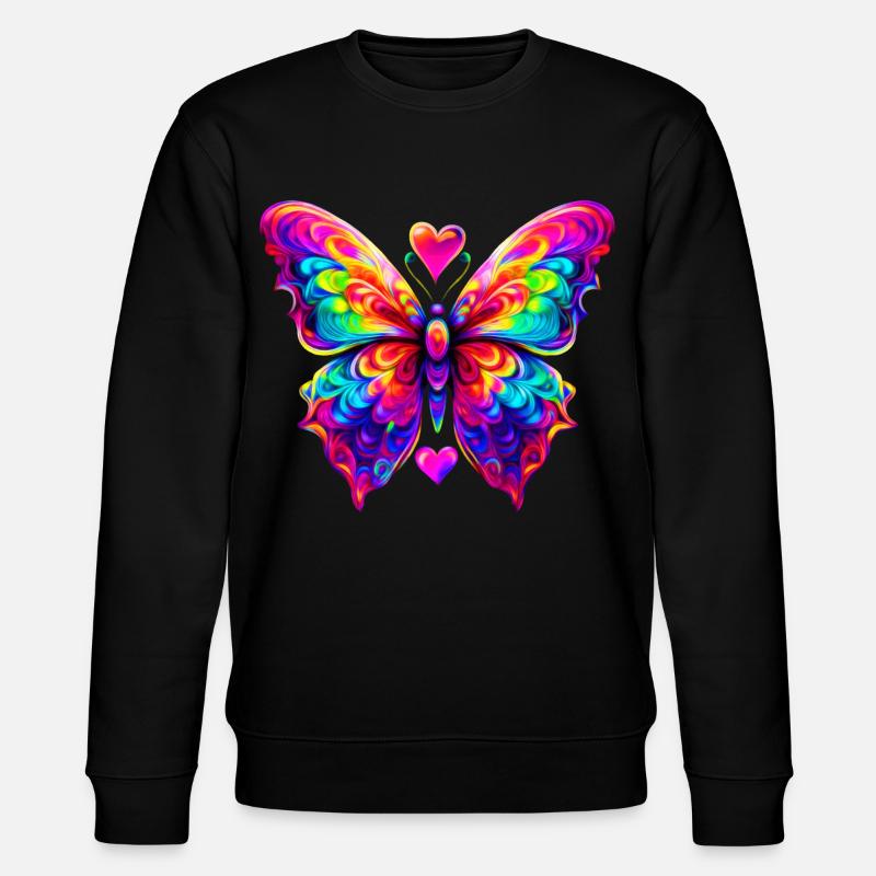 Bunter psychedelischer Schmetterling - Stanley/Stella Unisex Bio-Sweatshirt CHANGER  - Schwarz