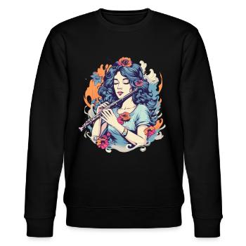 Flûte Fille Graphique - Sweat bio CHANGER Stanley/Stella Unisexe - noir - Devant - Nik (191cm) & Marisol (170cm)
