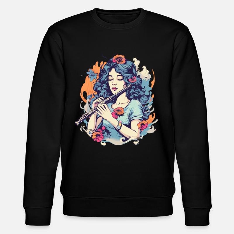 Flöte Mädchen Grafik - Stanley/Stella Unisex Bio-Sweatshirt CHANGER  - Schwarz