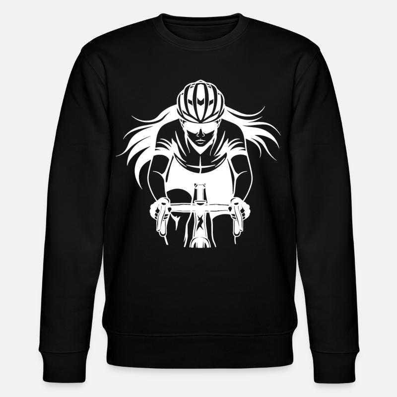 Radfahrerin Zeichnung - Stanley/Stella Unisex Bio-Sweatshirt CHANGER - Schwarz