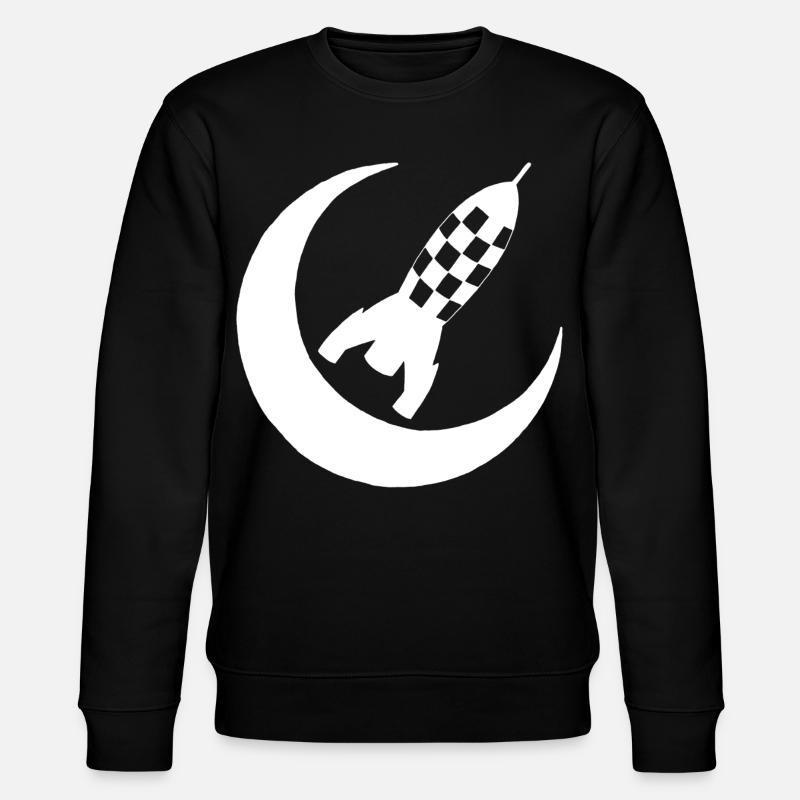 Weiße Rakete und Halbmond - Stanley/Stella Unisex Bio-Sweatshirt CHANGER  - Schwarz