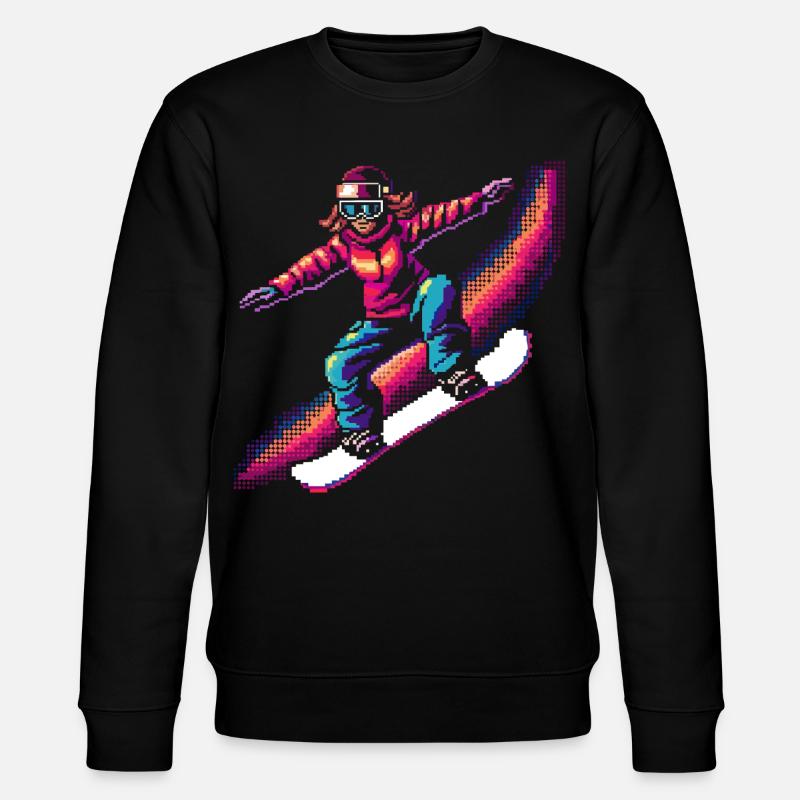 Snowboarding Pixel - Stanley/Stella Unisex Bio-Sweatshirt CHANGER  - Schwarz