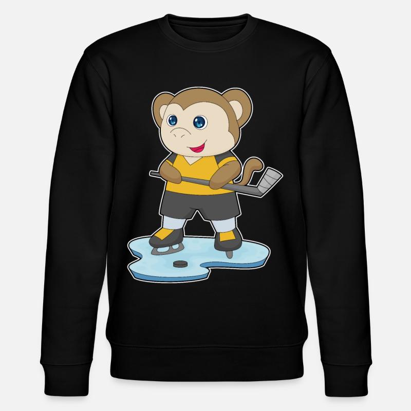 Affe Eishockey Eishockeyschläger - Stanley/Stella Unisex Bio-Sweatshirt CHANGER  - Schwarz