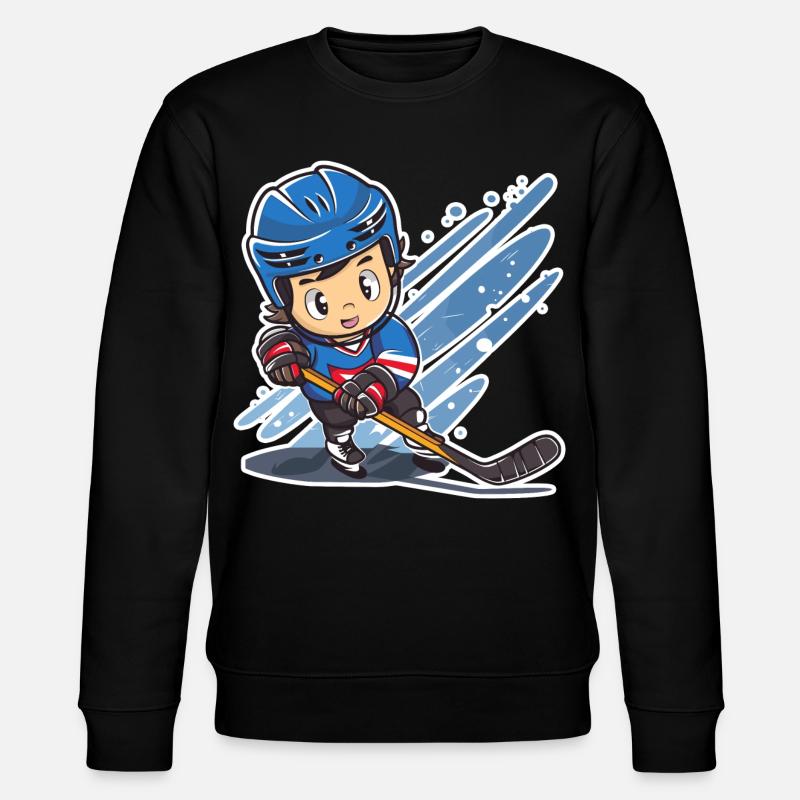 Eishockeyspieler Comic Look - Stanley/Stella CHANGER Unisex Organic Sweatshirt - black
