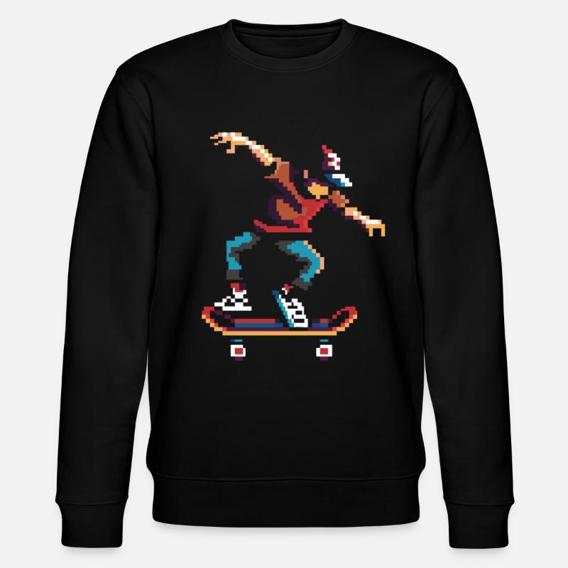 Skateboarder Pixel Kunst - Stanley/Stella Unisex Bio-Sweatshirt CHANGER  - Schwarz