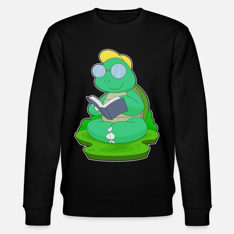 Schildkröte Nerd Buch Brille - Stanley/Stella Unisex Bio-Sweatshirt CHANGER  - Schwarz