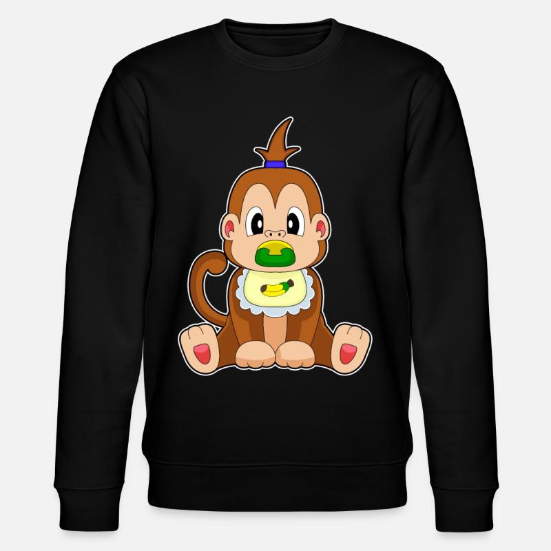 Affe Banane Schnuller Lätzchen - Stanley/Stella Unisex Bio-Sweatshirt CHANGER  - Schwarz