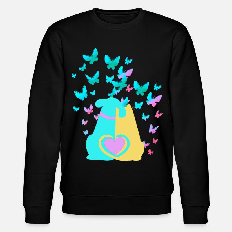 Printemps Chien Chat Coeur - Sweat bio CHANGER Stanley/Stella Unisexe - noir