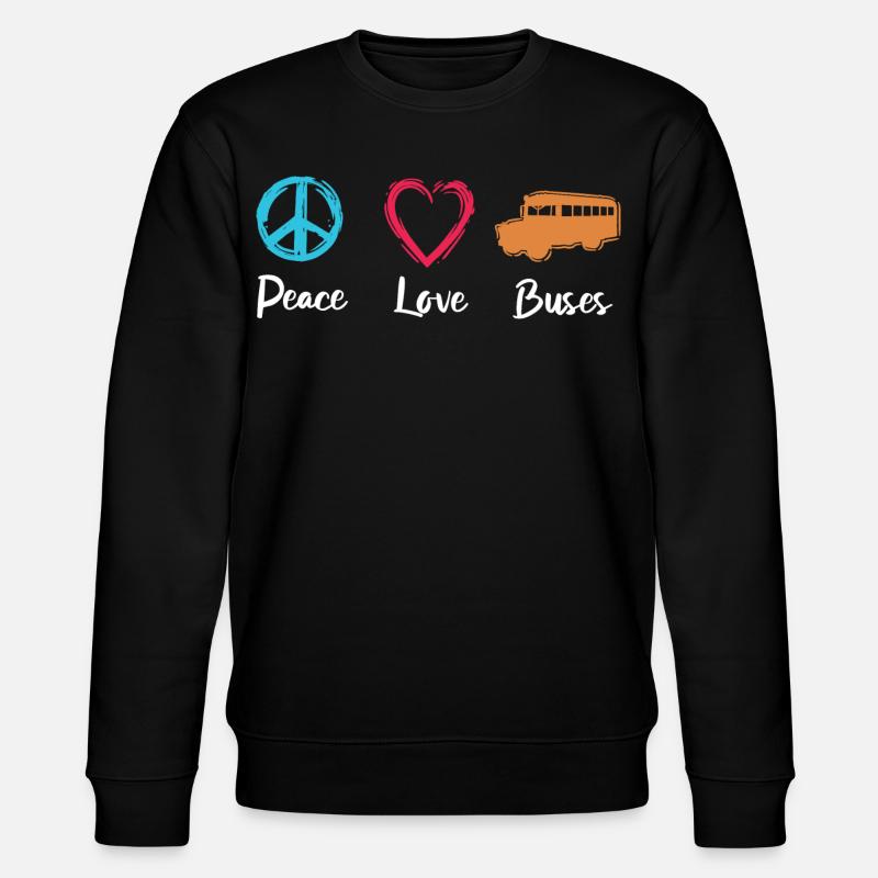 Peace Love Buses - Stanley/Stella CHANGER Unisex Organic Sweatshirt - black