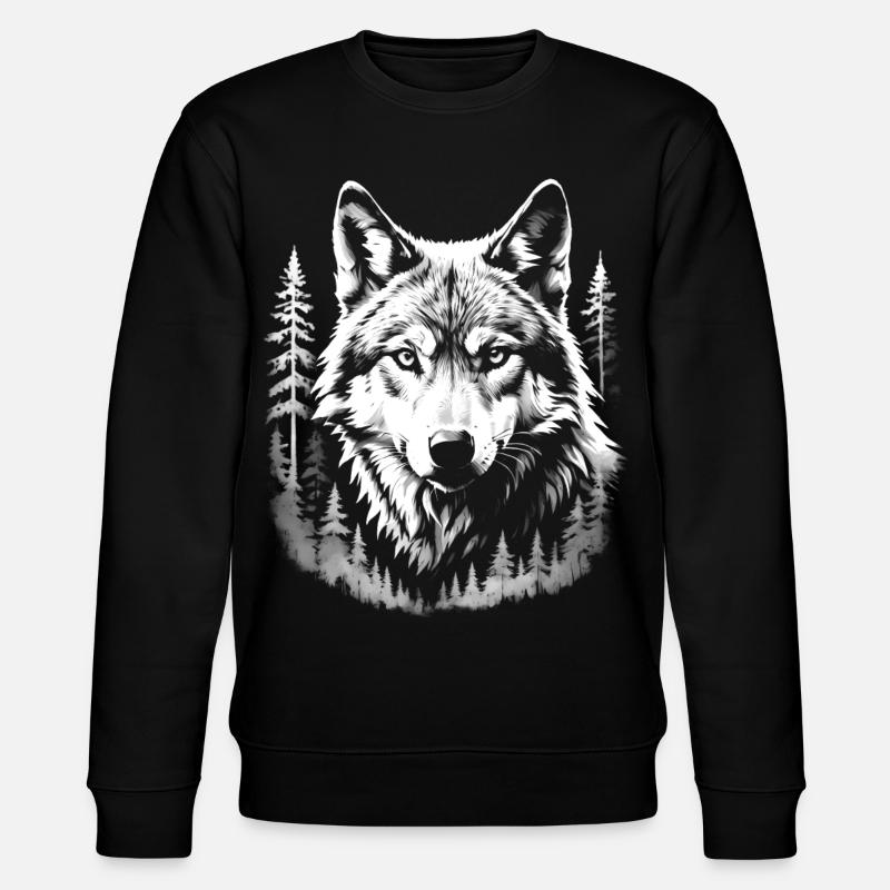 Wolf, Forest - Stanley/Stella CHANGER Unisex Organic Sweatshirt - black