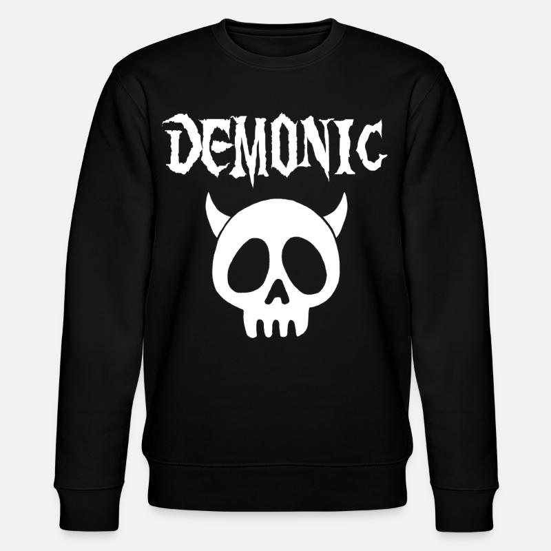 White Demonic Skull - Stanley/Stella CHANGER Unisex Organic Sweatshirt - black