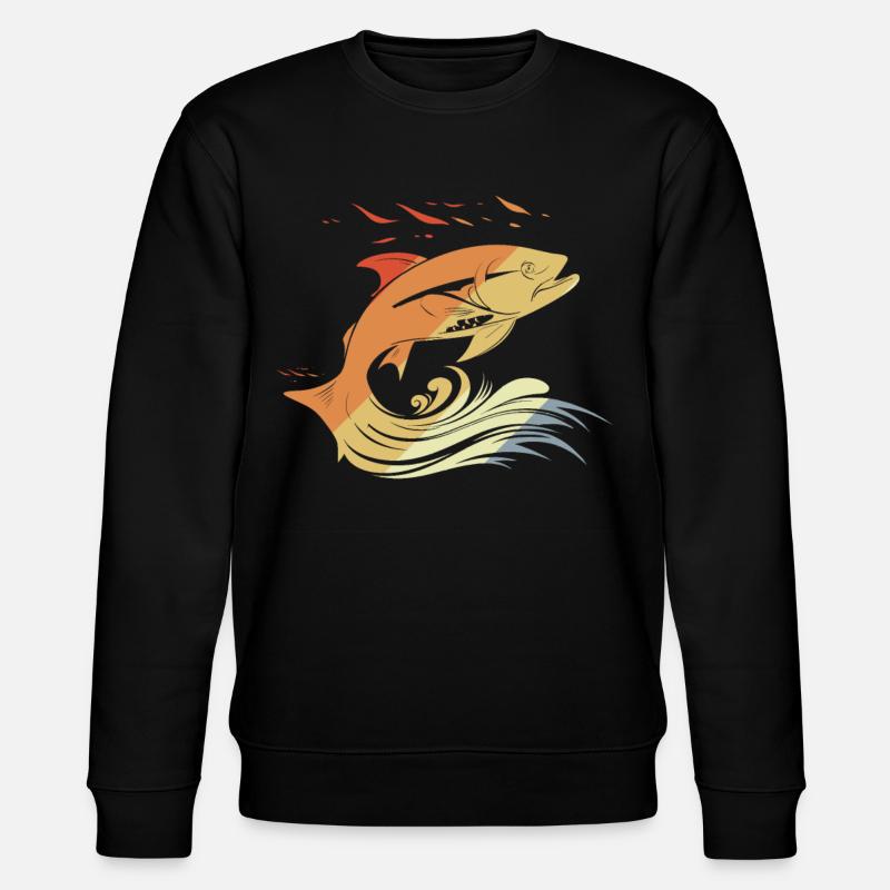 Dessin de poisson style rétro - Sweat bio CHANGER Stanley/Stella Unisexe - noir