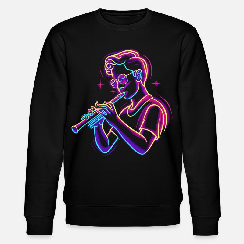 Flöte Junge Grafik Synthwave - Stanley/Stella Unisex Bio-Sweatshirt CHANGER  - Schwarz