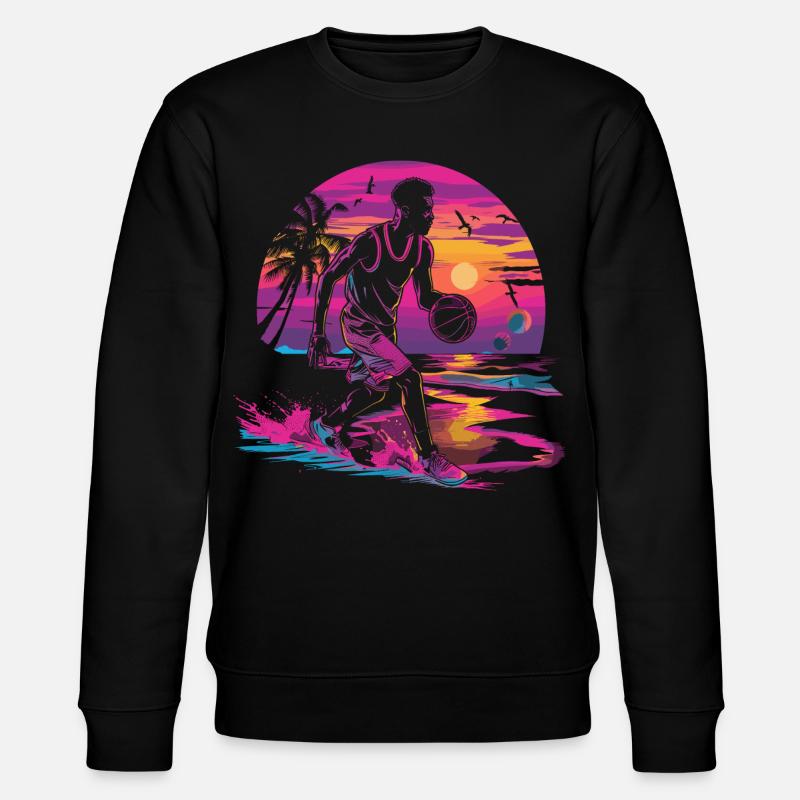 Basketball Synthwave - Stanley/Stella Unisex Bio-Sweatshirt CHANGER  - Schwarz