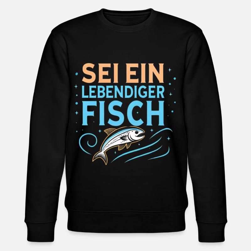 Sei ein lebendiger Fisch - Stanley/Stella Unisex Bio-Sweatshirt CHANGER  - Schwarz