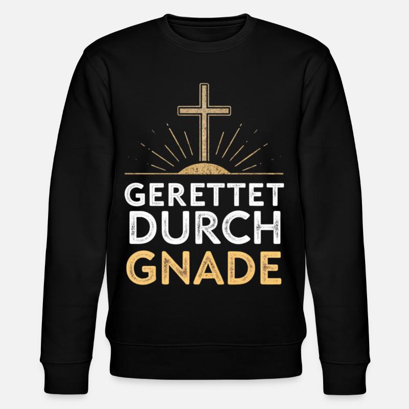 Gerettet durch Gnade Kreuzdesign - Stanley/Stella Unisex Bio-Sweatshirt CHANGER  - Schwarz