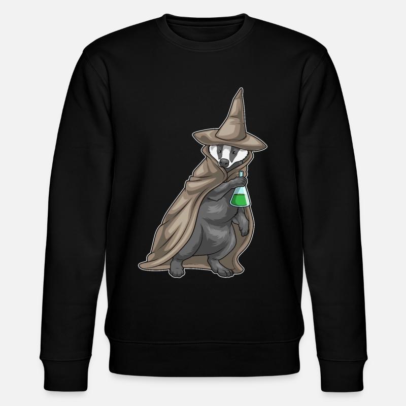Badger Halloween Witch - Stanley/Stella CHANGER Unisex Organic Sweatshirt - black
