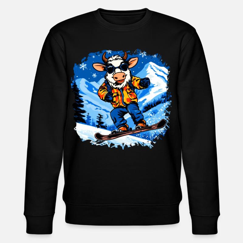 Kühe Snowboard / Snowboarder Kuh - Stanley/Stella Unisex Bio-Sweatshirt CHANGER  - Schwarz