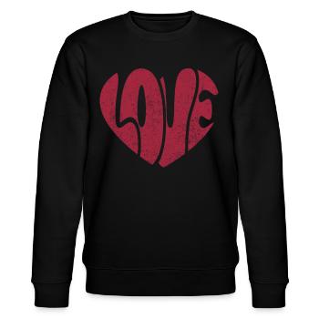Groovy Love Heart Love Retro Valentine's Day Gift - Stanley/Stella CHANGER Unisex Organic Sweatshirt - black - Front - Nik (191cm) & Marisol (170cm)