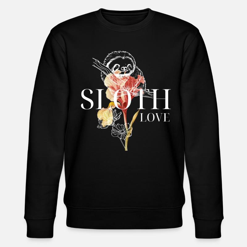 Sloth Love – Florale Kunst & Faultier - Stanley/Stella Unisex Bio-Sweatshirt CHANGER - Schwarz