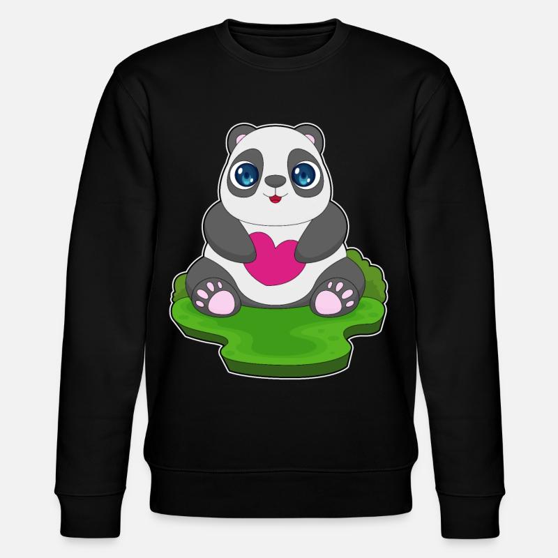 Panda Herz - Stanley/Stella Unisex Bio-Sweatshirt CHANGER - Schwarz