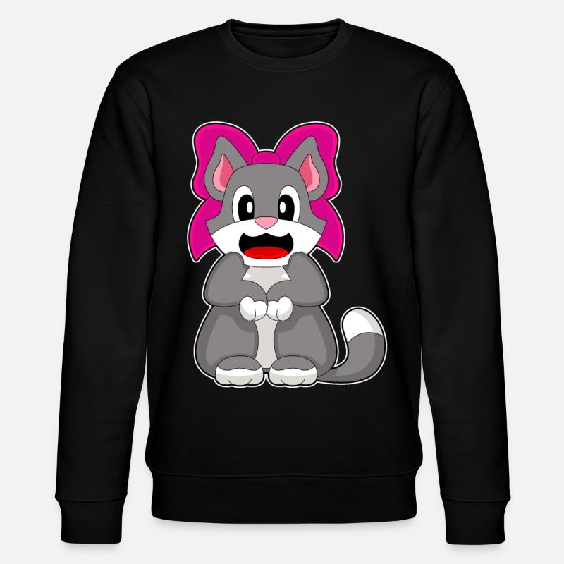 Cat Bow - Stanley/Stella CHANGER Unisex Organic Sweatshirt - black