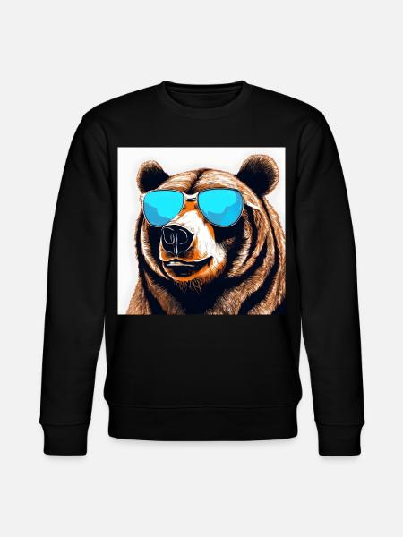 Bear with Sunglasses Pop Art - Stanley/Stella CHANGER Unisex Organic Sweatshirt - black